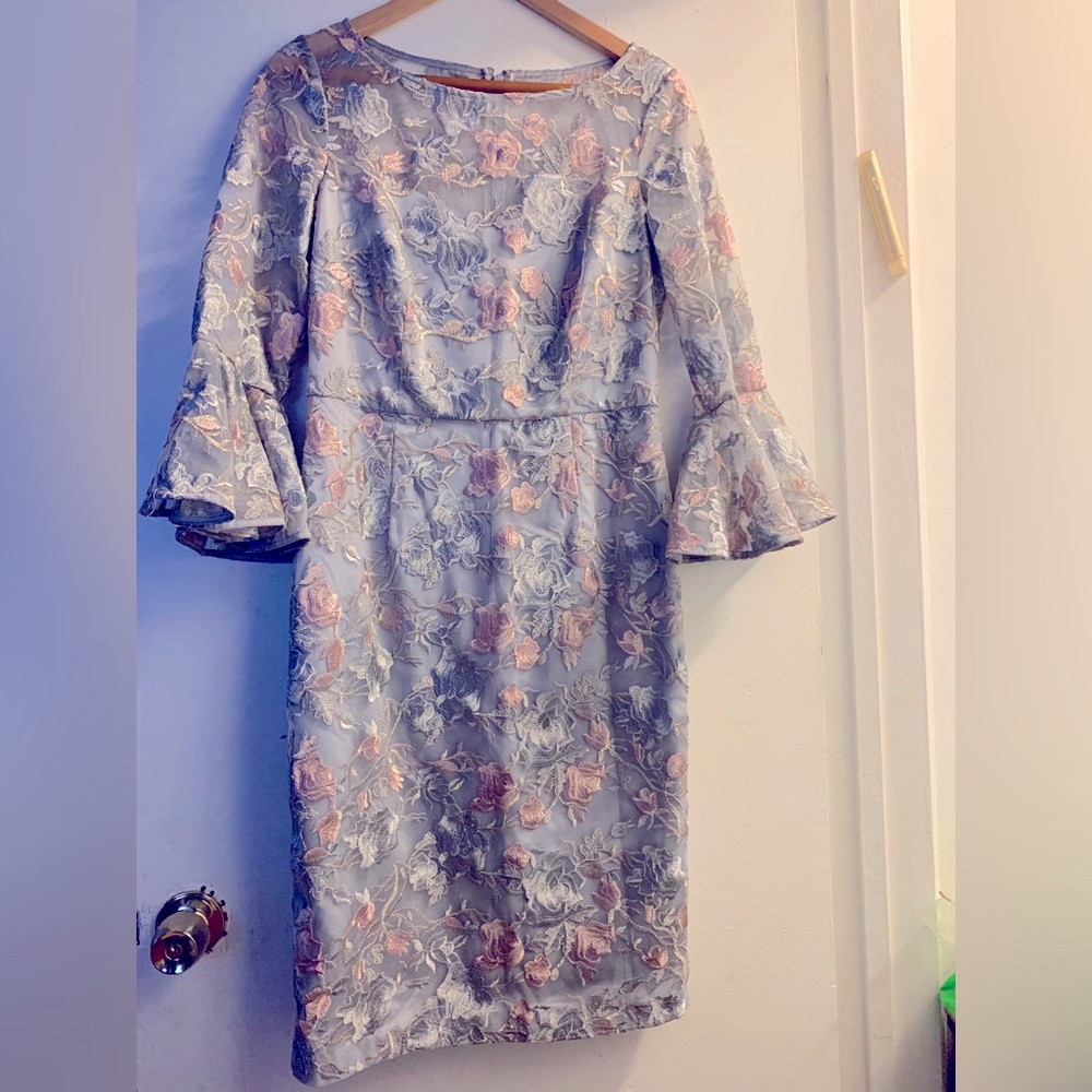 Luulla Champagne Tulle Beaded Gemstone Lace Bodice Chiffon Cocktail Party Dress